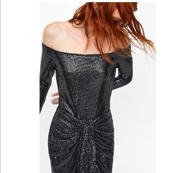 NWT Zara new woman shiny silver bodysuit size XS - Picture 4 of 6